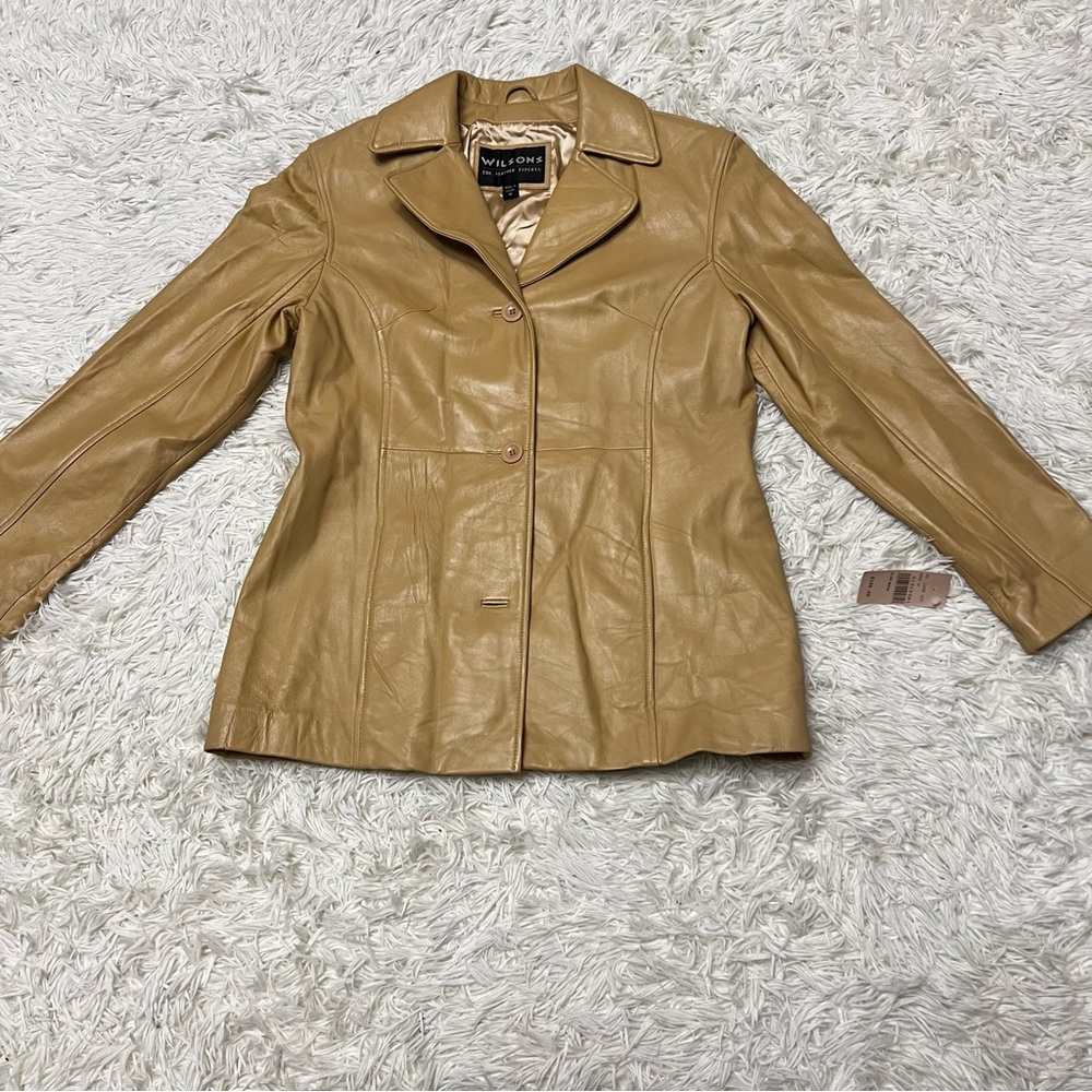 Hip Vintage Wilsons Leather 1970's Style Women’s Medium Tan Camel Leather Jacket